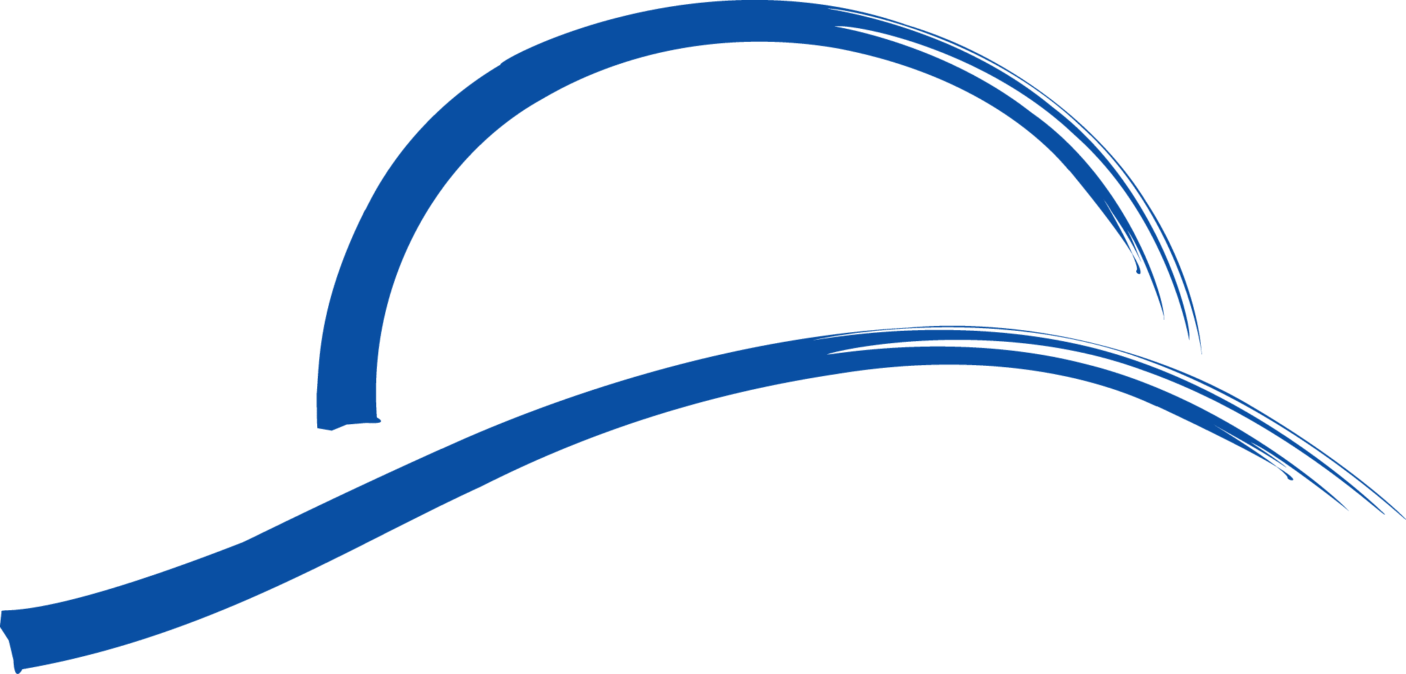 logo-bg Abstract blue brushstroke shapes on a white background. One arching stroke curves downwards while the other curves upwards.